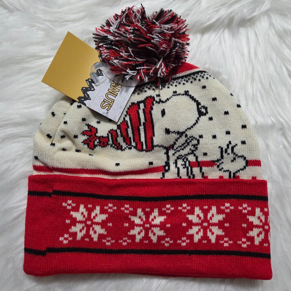 Peanuts Snoopy & Woodstock PomPom Beanie Winter Hat